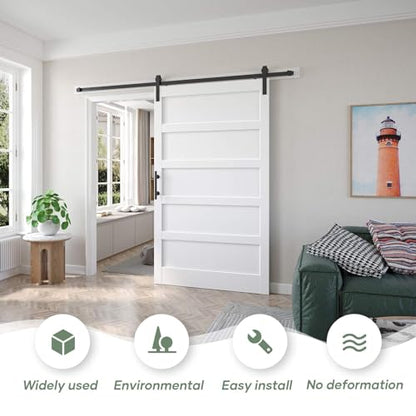 48x80 inch White Barn Door with 8FT Sliding Barn Door Hardware Kit Included