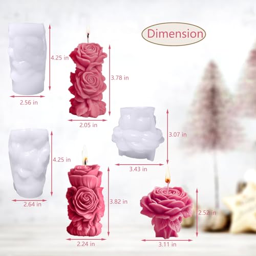 3PCS Large Rose Flower Candle Molds (3 Count)