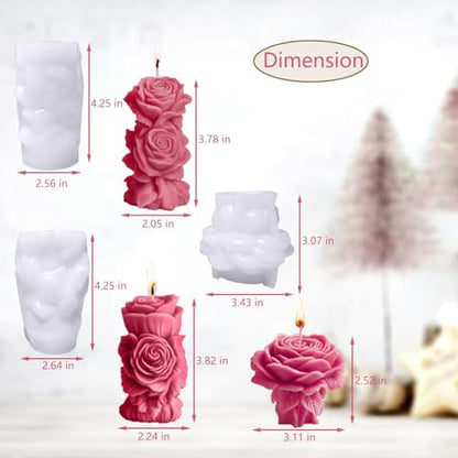 3PCS Large Rose Flower Candle Molds (3 Count)