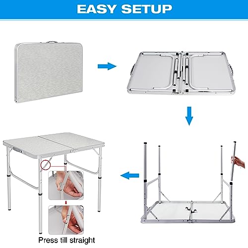 Aluminum Folding Table 3 Feet Adjustable Height