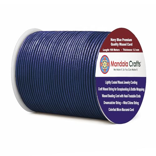 1.5mm Navy Blue Waxed Cord