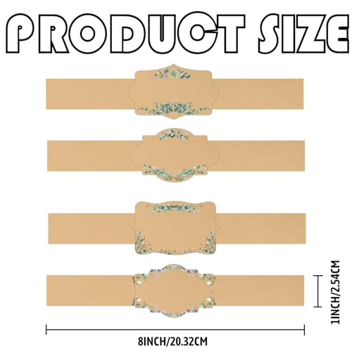 120 Brown Kraft Soap Labels 8 Style Handmade Soap Wrap Tags Paper Soap Sleeves Covers Tape (120 Count)