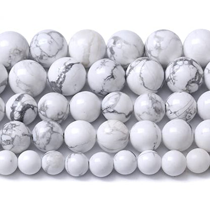 38pcs 10mm AAA Natural Stone Beads White Howlite Turquoises Round Loose Beads for Jewelry Making DIY Bracelet (16 Count)