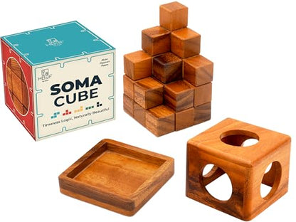 Soma Puzzle Cube Wooden Toy Brain Teaser Desk Board Games Adults Master Block Christmas Mind Magic Benders Wood Hand Cube Family Teens Classic