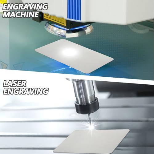 30 Pieces 304 Stainless Steel Metal Business Cards Blank Steel Laser Engraving Stainless Cards for House Office Customer DIY Gift Plate