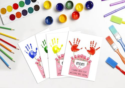 10 Pack Pink Tulips DIY Handprint Greeting Card (10 Count)