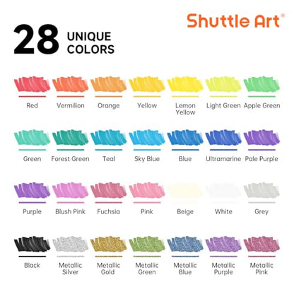 28 Colors Brush & Fine Tip Acrylic Paint Markers (28 Count)