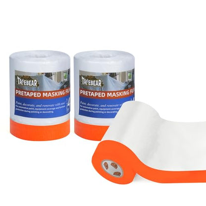 Pre Taped Masking Film Plastic Drop Cloths 22" x 30Yards (3 Count)