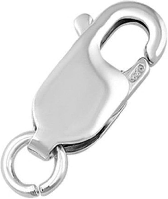 2pcs Adabele Authentic Sterling Silver 10mm (0.39 Inch) Small Italian Rectangle Lobster Trigger Clasps Open Jump Ring Hypoallergenic Nickel Free for DIY Jewelry Making SS25-BB
