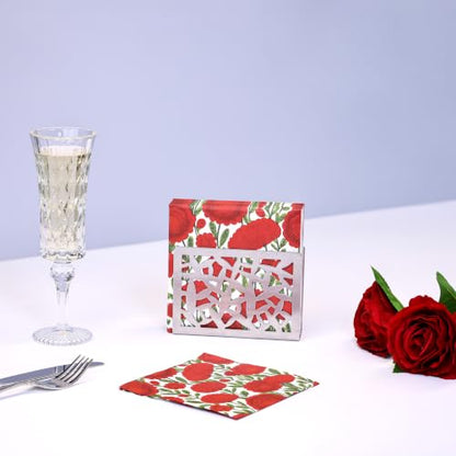 Burgundy Camellia Napkins 3 (80 Count)