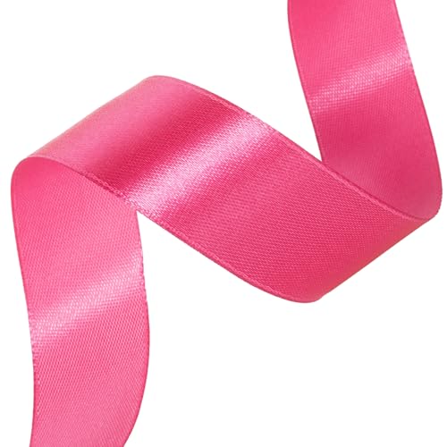 1 Inch Rose Red Solid Satin Ribbon for Gift Wrapping