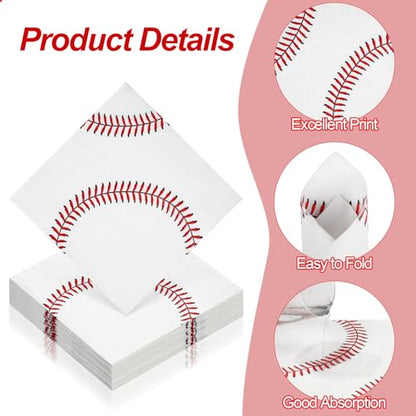 48 Pieces Baseball Napkins (48 Count)