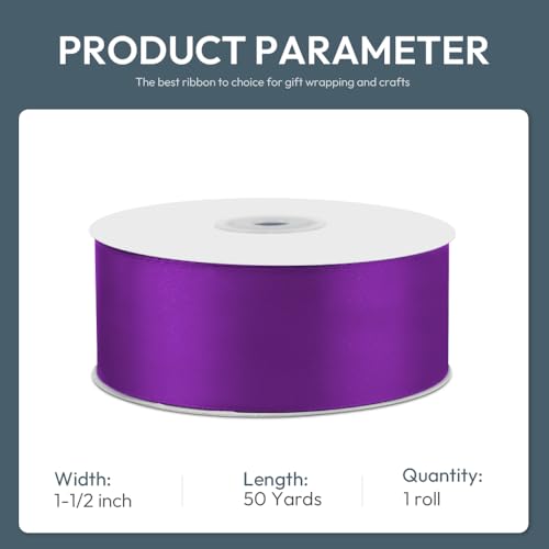 1-1/2" x 50 Yards Purple Satin Ribbon Crafts Gift Wrapping