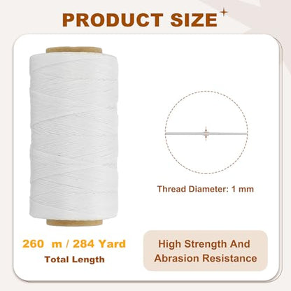 284 Yard Flat Waxed Thread 150D 1mm Leather Sewing Cord for Repairing Shoes Bags Wallets Jewelry Making DIY Leather Craft