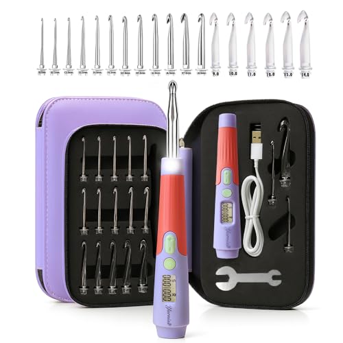 18 Size Digital Counting & Lighted Crochet Hooks Set 2.0mm (18 Count)