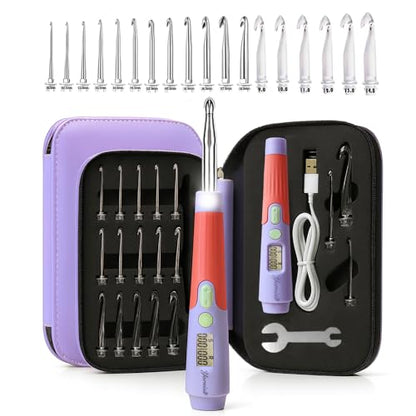 18 Size Digital Counting & Lighted Crochet Hooks Set 2.0mm (18 Count)