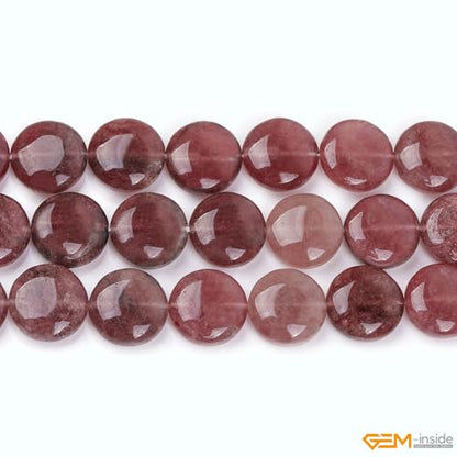 GEM Inside Natural 20mm Coin Pink Rose Cherry Quartz Gemstone Loose Beads Energy Stone Handmade Beads for Jewelry Making Jewelry Beading Supplies for Women