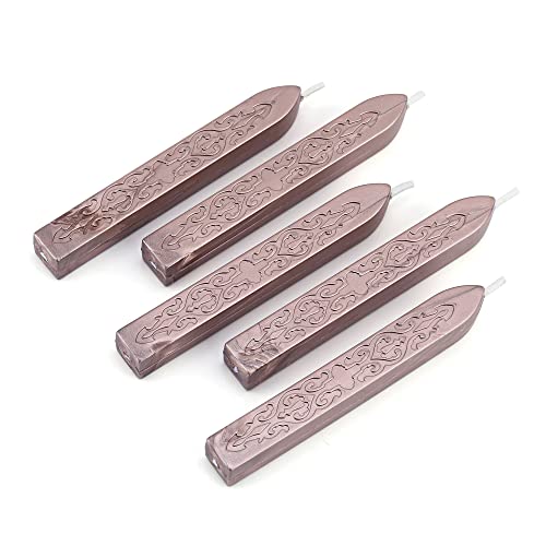 5Pcs Champagne Gold Sealing Wax Sticks with Wick for Wax Seal Stamp (5 Count)