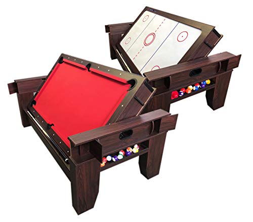 7ft Pool Table Air Hockey 2 in 1 Pool Table Red Felt