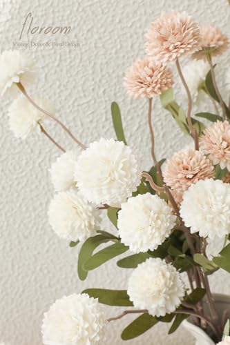 9pcs Beige Ivory Mix Faux Silk Mums Artificial Flowers (9 Count)