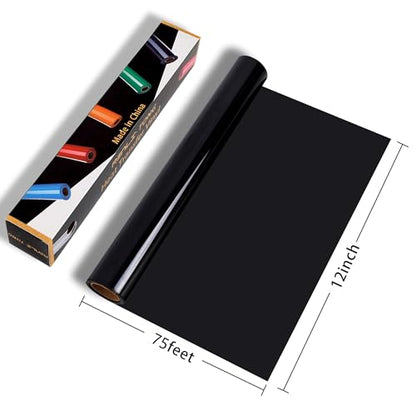 RENLITONG Glossy Black HTV Heat Transfer Vinyl Rolls