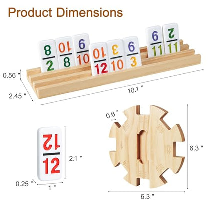 Mexican Train Dominoes Set with 4 Wooden Trays (116 Count)