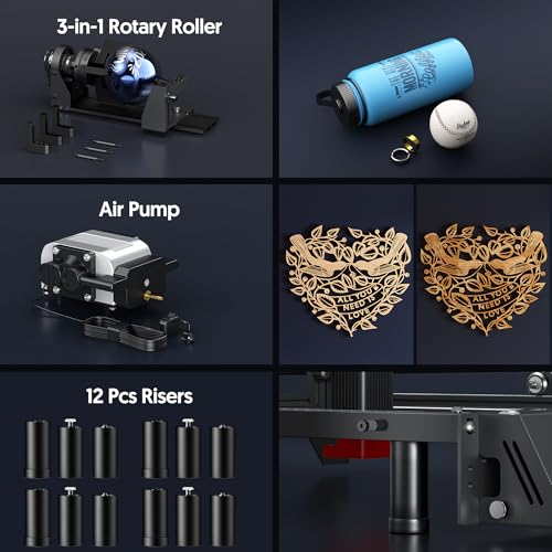 Laser Engraver Ray5 5000mW Engraver Machine with Air Assist Kit DIY CNC Laser Cutter Tool for Metal Glass Wood Working Area 15.7 "x15.7" with 4