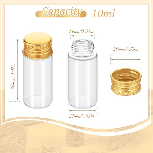 200 Pcs Small Clear Vials Spice Mini Jars with Lids Mini Glass Bottles with Screw Aluminum Metal Caps Tiny Jars Sample Containers for Powder Cream Cosmetic Jewelry Wedding (200 Count)