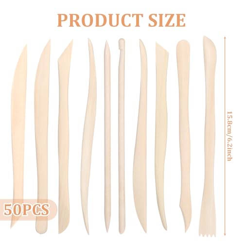 50PCS Wooden Clay Sculpting Tools