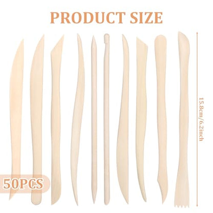 50PCS Wooden Clay Sculpting Tools