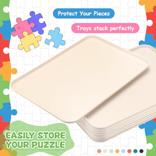 4 Pcs 15'' x 10.5' Extra Large Puzzle Sorting Trays Stackable Puzzle Trays for Sorting Piece Sorter Jigsaw Storage Accessory for 2000 (4 Count)