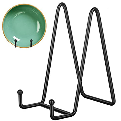 6 Inch 5 Pack Black Metal Display Stands Plate Holder Display Stands for Picture (5 Count)