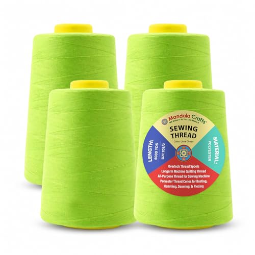 20S 2 Lime Green Polyester 4 Pack of Serger Threads Cones (4 Count)