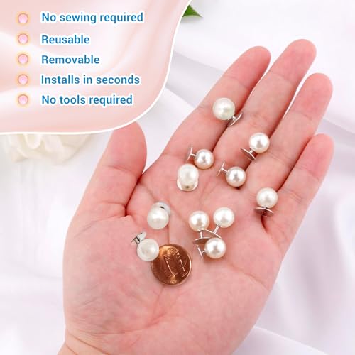 30 Sets Pearl Buttons No Sew Buttons for Clothes (30 Count)