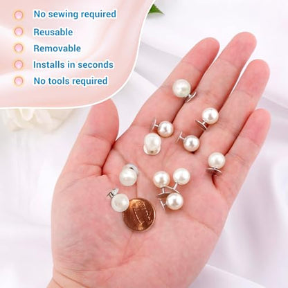 30 Sets Pearl Buttons No Sew Buttons for Clothes (30 Count)