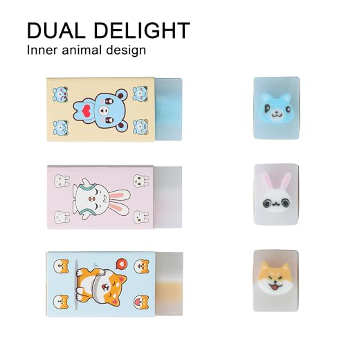 18Pcs Cute Animal Erasers for Kids Bulk (18 Count)