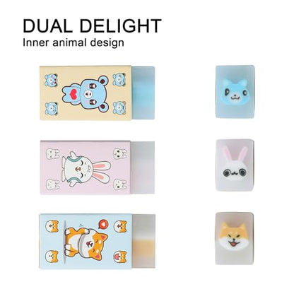 18Pcs Cute Animal Erasers for Kids Bulk (18 Count)