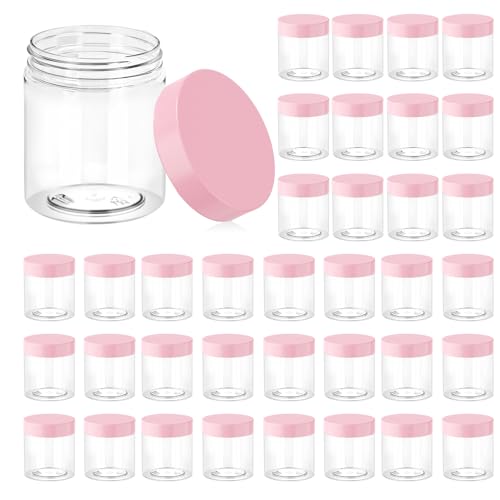 36 Pack 8 OZ Plastic Jars Clear Cosmetic Container with Lids (36 Count)