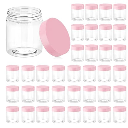 36 Pack 8 OZ Plastic Jars Clear Cosmetic Container with Lids (36 Count)