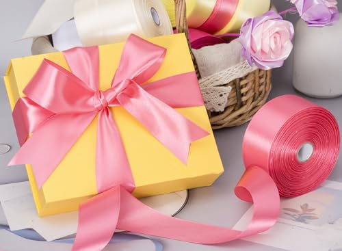 1 1 2 Inch Brink Pink Solid Satin Ribbon for Gift Wrapping