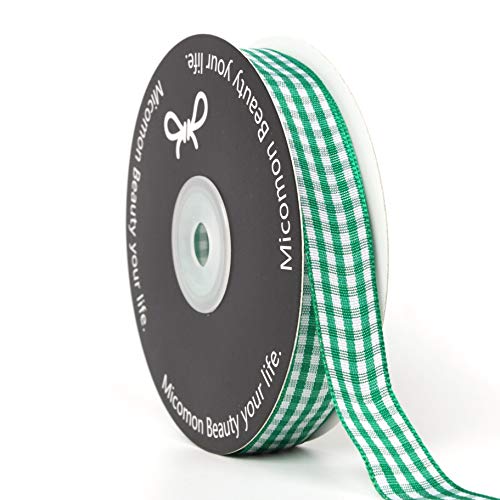 Green Gingham Plaid Checked Ribbon 25 Yards Each Roll 100% Polyester