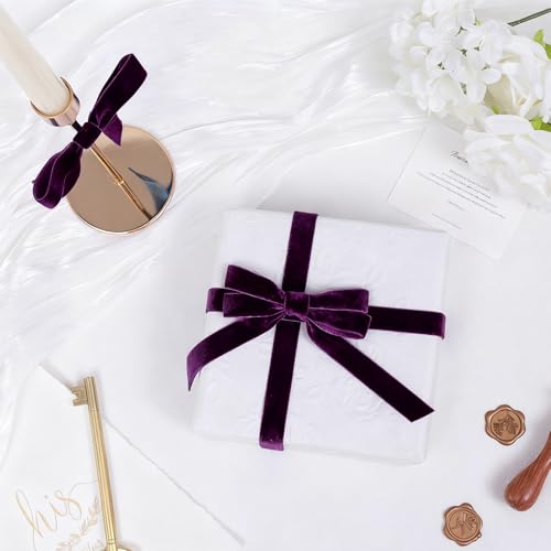 Vintage Purple Velvet Ribbon Christmas Ribbon for Gift Wrapping Crafts Christmas Tree Ornaments Halloween Garland Decorations