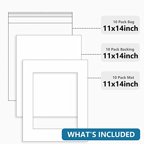 10 Pack White Photo Mat Set 11x14 for 8x10 Photos