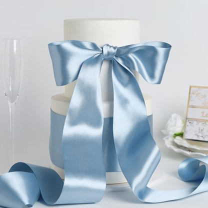 Light Blue Satin Ribbon 4 Inch x 10 Yards Double Faced
