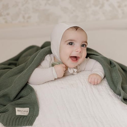 100% Organic Cotton Heritage Knit Textured Baby Quilt Blanket
