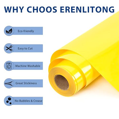 RENLITONG Yellow Iron on Vinyl 12Inch by 50ft Roll Heat Transfer Vinyl for T