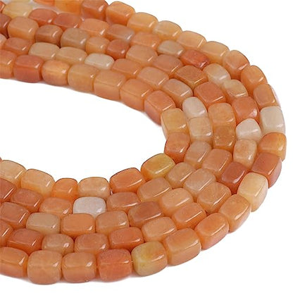 Natural Red Aventurine Cuboid Stone Loose Semi Gemstone Beads for Jewelry Making 8mmx12mm 38cm (33 Count)