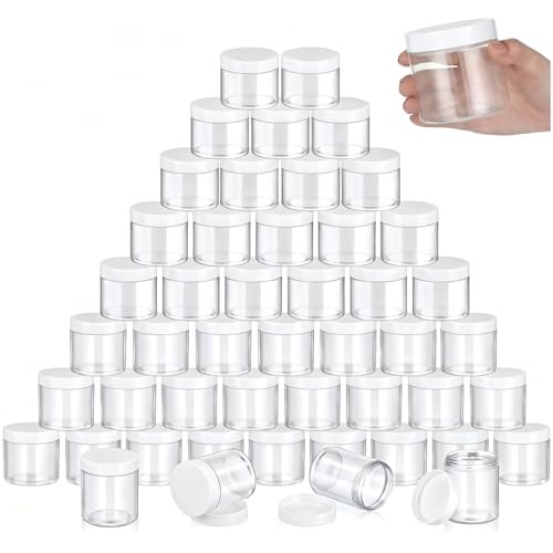 36 Pieces 8 oz Plastic Jars with Lids Wide Mouth Airtight Reusable Container Acrylic Cosmetic Small Jars for Lotions Ointments Travel Toiletries Creams Make up Storage (36 Count)