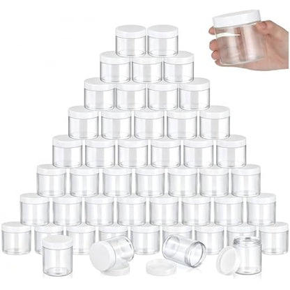 36 Pieces 8 oz Plastic Jars with Lids Wide Mouth Airtight Reusable Container Acrylic Cosmetic Small Jars for Lotions Ointments Travel Toiletries Creams Make up Storage (36 Count)