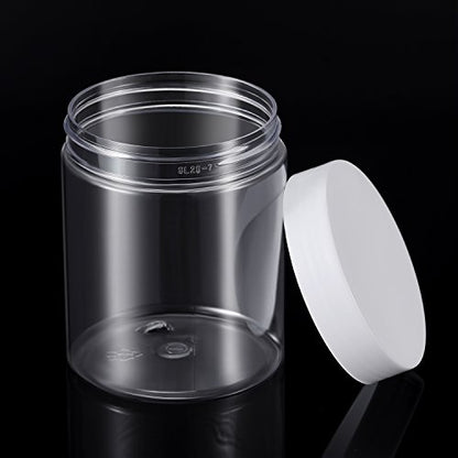 12 Pack 10 oz Plastic Container Jars with Lids Round Clear Travel Cosmetic Container Jars for Toiletries (120 Count)